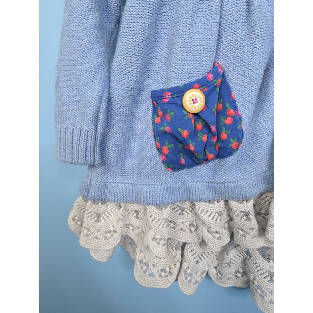 Matilda Jane Baby Girl Blue Knit Hooded Sweater Dress 18–24M Lace Hem whimsical - Picture 4 of 7